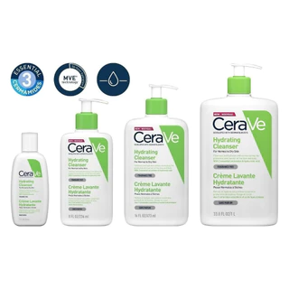 CERAVE Hydrating Cleanser เจลล้างหน้า สำหรับผิวธรรมดา-ผิวแห้ง ผิวแพ้ง่าย มีให้เลือก 3 ขนาด