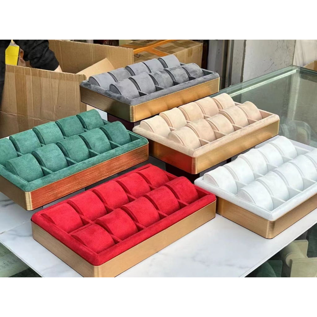 กล่องนาฬิกา 10 ช่อง กรอบโลหะ ถาดใส่เครื่องประดับ/นาฬิกา  Watch Box จานนาฬิกา