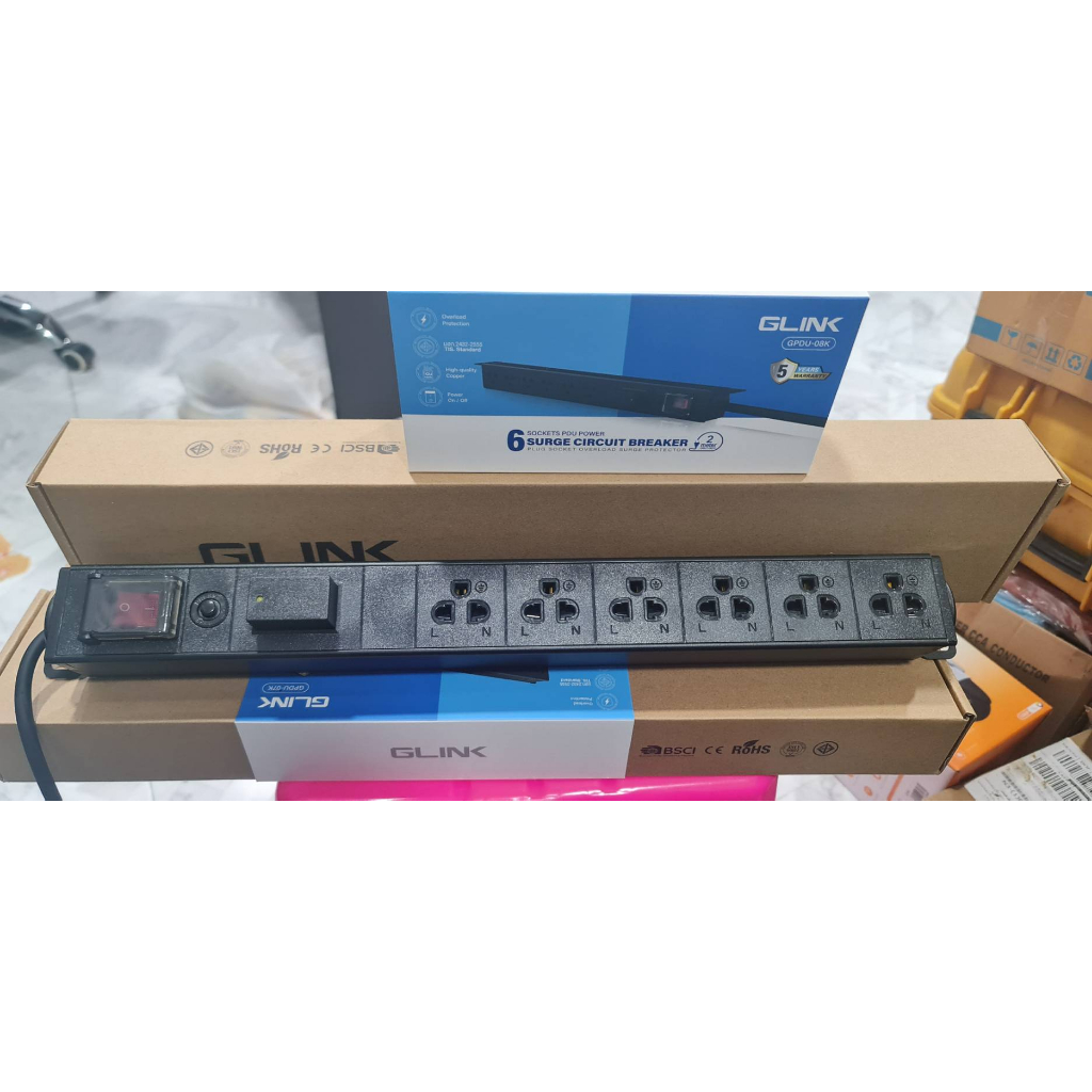 GLINK ปลั๊กไฟราง 6 ช่อง รุ่น GPDU-08K