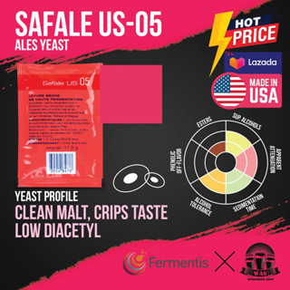 WAS Safale US-05 Ale Yeast 1 Sachet ซาฟาเล่ ยูเอส 05 11.5g