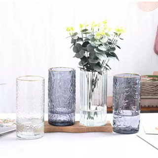 พร้อมส่ง【home life shop】แจกันกันทรงสูง โปร่งใส  หนา ลวดลายน่ารัก เหมาะแก่การจัดดอกไม้ไว้พระSAN-NEW