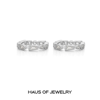 Haus of Jewelry - LUV AJ BEZEL STONE RING SET แหวน 2 วง ประดับเพชรคิวบิกเซอร์โคเนีย (Cubic Zirconia)