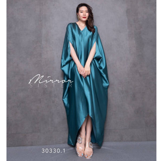 🔖ป้าย MirrorSister 30330.1 เดรส ทรงคาฟทาน สวย หรู BaZaaR KafTaN DReSS เนื้อผ้า PREMiUM ซาติน ไซค์ใหญ่ เดรสออกงาน ไปงาน