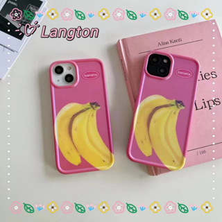 🌈Langton🌸ป้องกันการหล่น ขอบเต็ม iphone 11 14 pro max เลเซอร์ เจ๋ง สีชมพู กล้วย ลวดลาย หวานสวย case for iPhone 12 13