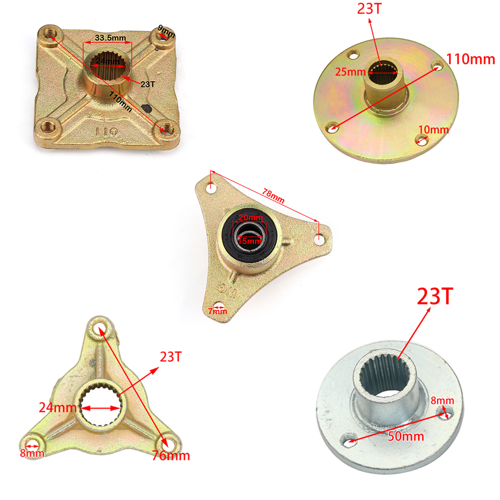 23T Spline 4/6 สตั๊ด 3 หลุมรถเพลาเมาท์ยึดฮับพอดี 50cc-125cc150cc250cc 4 ล้อปิดถนนจักรยาน ATV Buggy