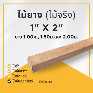 ไม้ยาง 1"x2" (ไม้นิ้ว2)  1 เมตร และ 2 เมตร ไม้จริง ไม้รั้ว (ราคา : 1 ตัว)