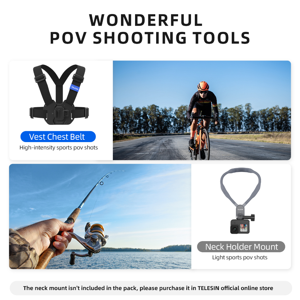 TELESIN (GP-UCS-001) New Vest Chest Strap for Action Cameras.