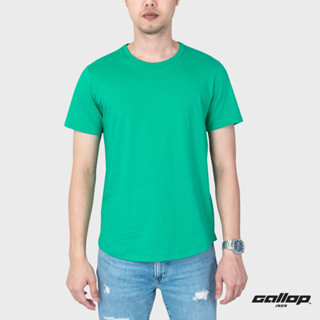 GALLOP : Mens Wear เสื้อยืดคอกลม (Round-necked) รุ่น ชายโค้ง GBT9002 สี Parakeet-เขียว