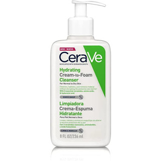 [ของแท้ 100%] CERAVE HYDRATING CREAM TO FOAMCLEANSERคลีนเซอร์ทำความสะอาดและล้างเครื่องสำอางบนผิวหน้าในขั้นตอนเดียว236ml.