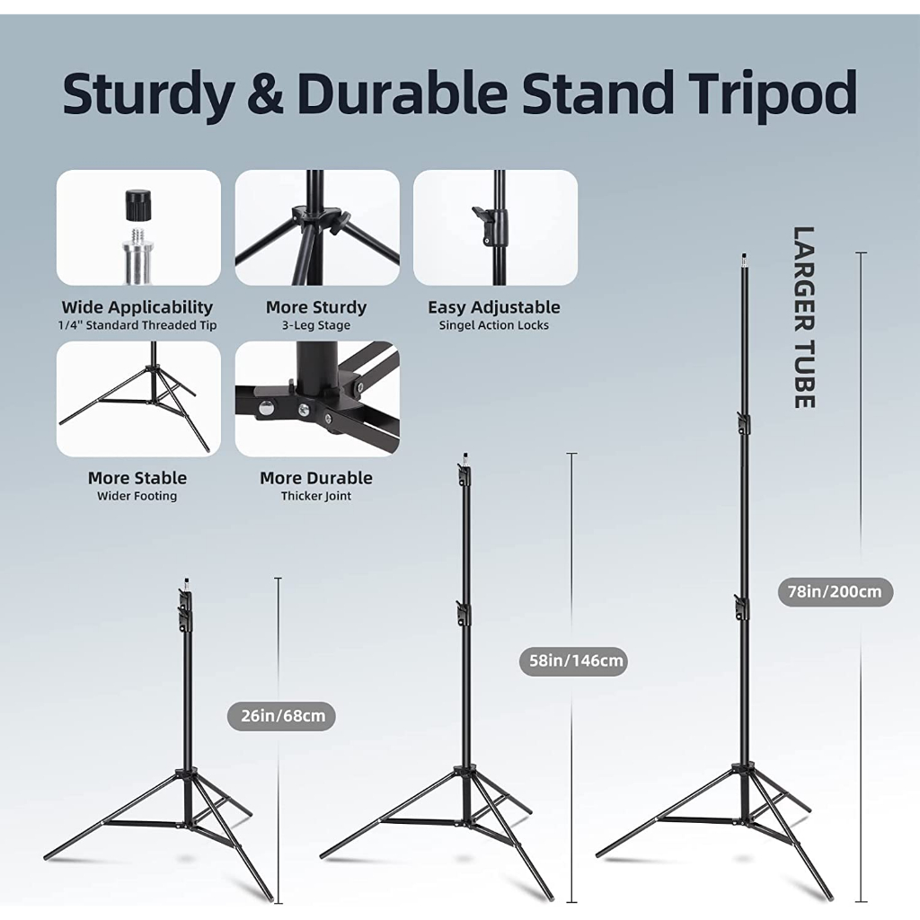 Photography Continuous Lighting Kit with Soft Box E27 LED Bulb Photo Studio Lights for Camera Shooting Live Stream Video - รูปที่ 5