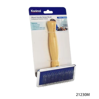 [21230] Kanimal Pet Slicker Brush แปรงสลิคเกอร์ หวีสางขนด้ามไม้ (ไร้หมุด) สำหรับสุนัขและแมว Size S / M / L