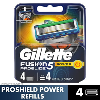 GILLETTE FUSION PROGLIDE 5 POWER 4 REFILLS ชุดใบมีดโกนหนวดอุปกรณ์เสริมสำหรับการโกนหนวดรุ่นพิเศษจำนวน 4 ชิ้นไม่มีด้าม