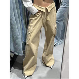 กางเกงขายาวคาร์โก้พับเอว FOLDED WAIST CARGO PANTS