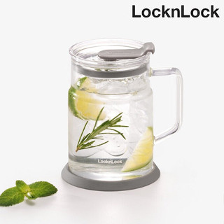 LocknLock แก้วเก็บอุณหภูมิ 560ml. รุ่น LLG6000 มีหูจับ พร้อมฝา Metro Glass Mug แก้วใส แก้วชงชา