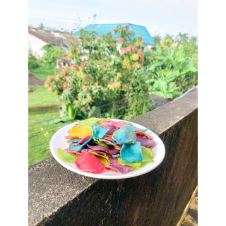 ข้าวเกรียบปลา สูตรเรนโบว์ ข้าวเกรียบสีรุ้ง 500 กรัม ข้าวเกรียบดิบ