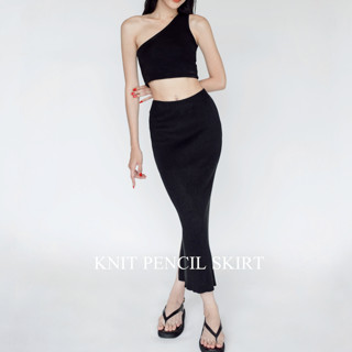 KNIT PENCIL SKIRT กระโปรงไหมพรม ทรงดินสอ เก็บเอวสะโพกสวย #8161