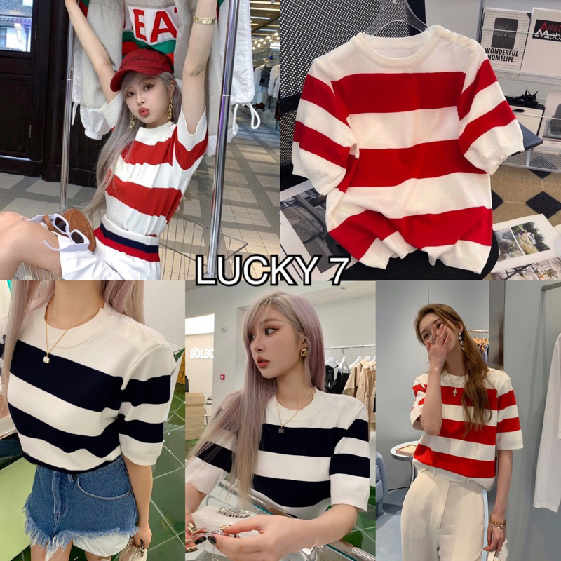 BY IRA Puss top เสื้อไหมพรม คอกลมลายริ้วดีเทล สุดชิค เข้ากับทุกlifestyle