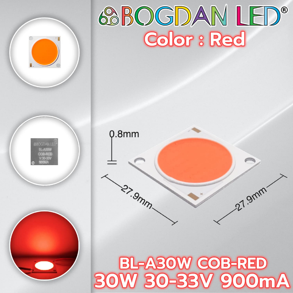 BL-A30W-COB ไฟ LED COB 30W 30-33V 900mA ยี่ห้อ BOGDAN LED ขนาด 27.9x27.9mm ไฟพลังงานสูงให้ความสว่างสูง (ราคาต่อ 1 ชิ้น) - รูปที่ 4