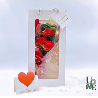 UoneHome พร้อมส่ง♥ H049 ช่อดอกไม้แห้ง ดอกไม้สบู่หอม ชุดของขวัญดอกไม้ มีไฟLED พร้อมการ์ด ให้แฟนให้เพื่อน ของขวัญวาเลนไทน์