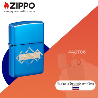 Zippo Logos Design Blue Windproof Pocket Lighter , Zippo 48706