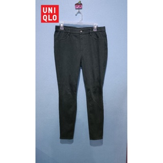 กางเกงขายาว Uniqlo สกินนี่ สีเขียวขี้ม้า ไซส์ XL มือ 2