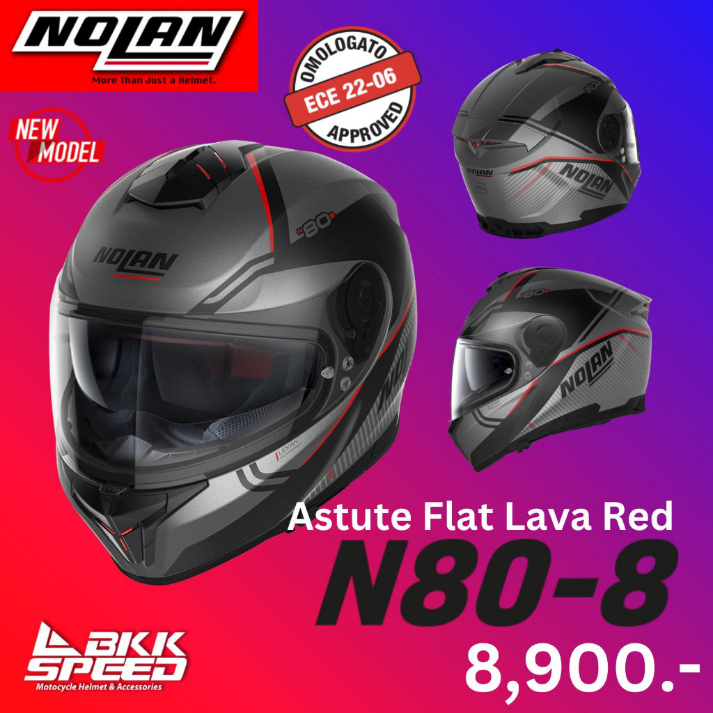 Nolan N80-8 Astute Flat Lava Red (24) หมวก sport touring มีแว่น2 ชั้น