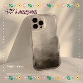 🌈Langton🌸ป้องกันการหล่น ขอบเต็ม iphone 11 14 pro max ไล่ระดับ เคสใส เรียบง่าย สไตล์ย้อนยุค case for iPhone 12 13