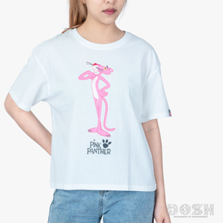 DOSH WOMENS CROPPED TOPS PINK PANTHER เสื้อยืดทรงครอปหลวม ผู้หญิง DPPWT1003-OW