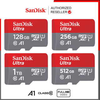 ราคาSandisk Ultra Micro SD Card 128GB 256GB SDXC Class10 A1 Speed 140mb/s, 150mb/s (SDSQUAB) ใส่ โทรศัพท์ เครื่องเล่นเกมส์