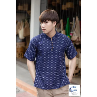 เสื้อคอจีนผู้ชายผ้าฝ้ายสไตล์ล้านนา BlueLanna
