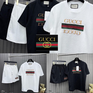 ชุดเซท Gucci 🏷️ เสื้อยืด + กางเกงขาสั้น 🩳 Hiend 1:1 cotton 💯