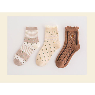 🧦ถุงเท้าข้อกลาง ราคาถูก ถุงเท้าข้อกลางผู้หญิง ผ้าหนา ถุงเท้าสีน้ำตาล collection Bear Autumn 1 🚚ส่งไวจากไทย