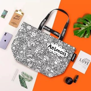 Shopping Bag/Woven Bag ถุงช้อปปิ้งกันน้ำ สะพายไหล่และถือ กระเป๋าช้อปปิ้ง กระเป๋ากระสอบ