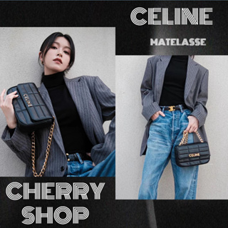 🍒ซีลีน Celine MATELASSE MONOCHROME Chain Shoulder Bag สุภาพสตรี/กระเป๋าสะพายไหล่/กระเป๋าโซ่🍒