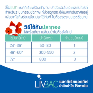 Livbac แบคทีเรียระบบกรอง เซ็ตระบบกรองชีวภาพ ใส่ครั้งเดียว 1 ซอง