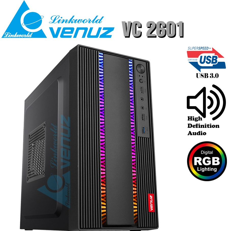 CASE (เคสเกมมิ่ง) VENUZ Computer Case VC2601 Micro-ATX ไฟ RGB สวยๆ