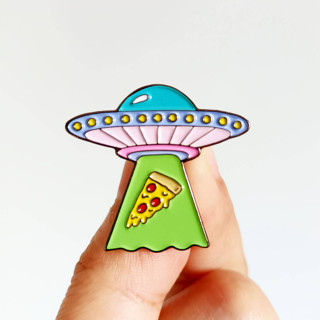 เข็มกลัด / หมุดโลหะ ยูเอฟโอพิซซ่า UFO Pizza 🛸🏳‍🌈🍕 (Hard Enamel Pin)