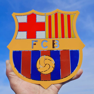 บาร์เซโลนา โลโก้Barcelona เหล็กตัดเลเซอร์ขนาดสเกลยาว20cmความกว้าง19cm เหล็กหนา2.5mm หนัก 0.7kg เทำสีเหมือนจริงใช้สี2K