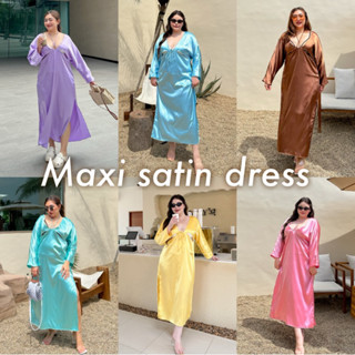 [LADYMJUL] ส่วนลด 65.- Lady M | Maxi satin dress เดรสสาวอวบ ใส่เที่ยวทะเลแบบปังๆ