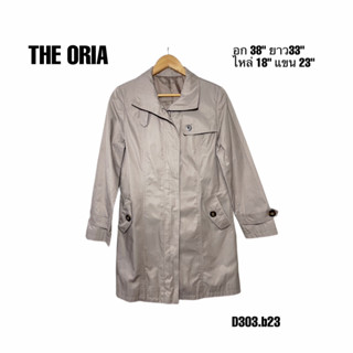 THE ORIA Trench coat เสื้อเทรนซ์โค้ทสะท้อนหยดน้ำ สีครีม อก 38 D303.b23