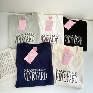 เสื้อโอเวอร์ไซส์ เสื้อปัก MARTHA’S VINEYARD เสื้อยืด ผ้าคอนตอนแท้ ตัดเย็บในไทย