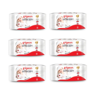 Pigeon baby wipes ทิชชู่เปียก ผ้าเปียกเด็ก เบบี้ไวพ์ 6ห่อ