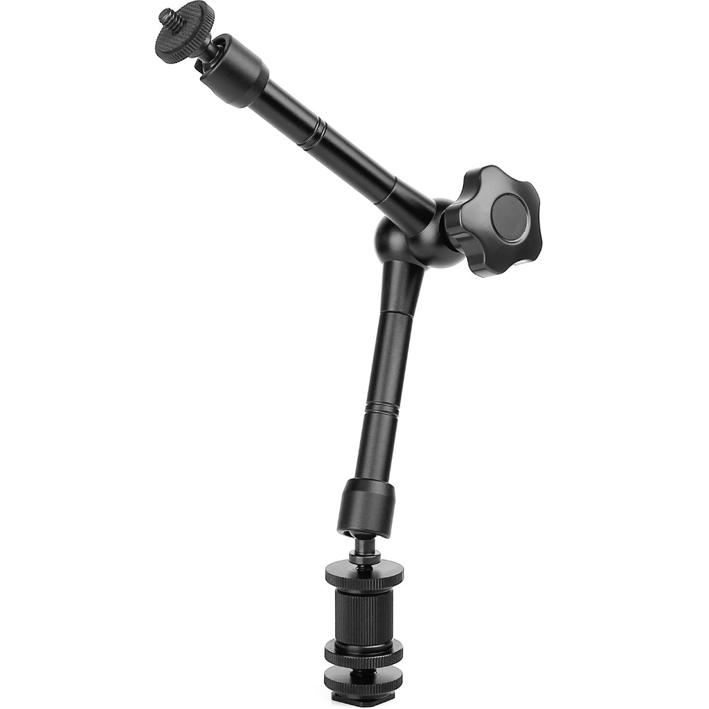 11'' Magic Arm, ChromLives Articulating Magic Friction Arm Adjustable w/Hot Shoe Mount 1/4'' Tripod 