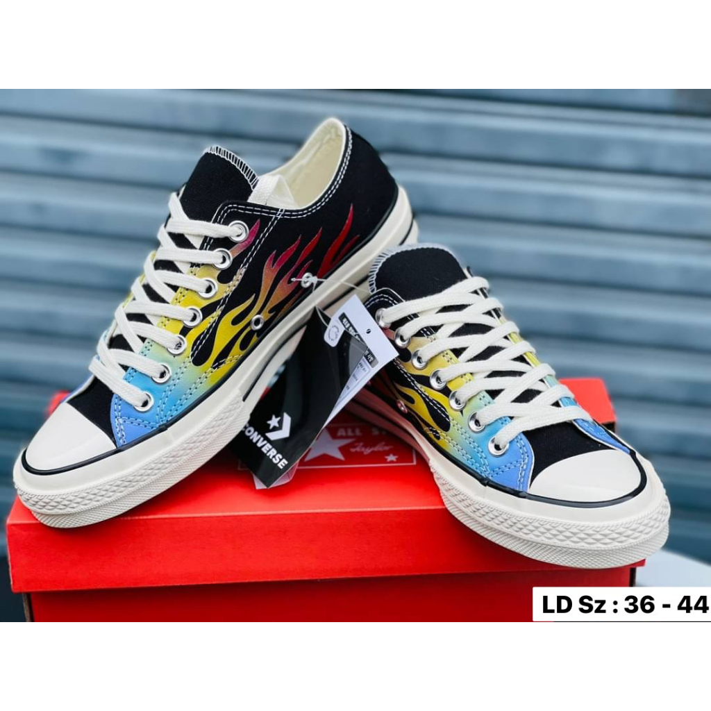 คอนเวิส Chuck Taylor 70 Flames Black/Enamel Red มี 3 สี Sz.36-44 พร้อมกล่อง รองเท้าผ้าใบ G25A028 (1/2)
