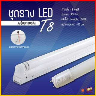 หลอดไฟนีออนพร้อมราง LED T8 9W/18W ชุดหลอดไฟสำเร็จรูป หลอดไฟLED หลอดประหยัดไฟ แสงสีขาว