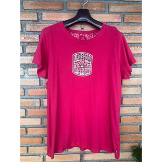 เสื้อยืดสีบานเย็นกสกรีนลาย (มีรอยตรงคอ) Life is Good Size L อก 42” เอว 38” ยาว 26”