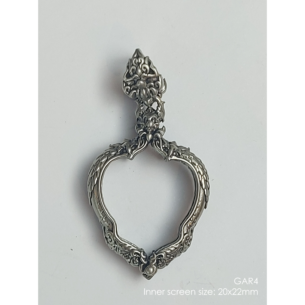 GAR4Whitebrass Garuda4 amulet casing 20x22mm กรอบพระ ไวท์บราส สำหรับพญาครุฑ วัดโพธิ์ทอง พิมพ์เล็ก