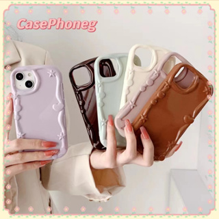 🍑CasePhoneg🍑ขั้นพื้นฐาน สีทึบ ลายคลื่น เรียบง่าย 11 14 pro max ป้องกันการหล่น ขอบเต็ม สีขาว case for iPhone 12 13