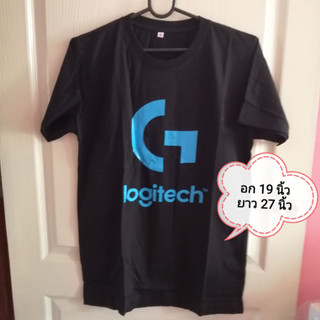 มือ 1 เสื้อยืดสีดำ เสื้อโฆษณา Logitech