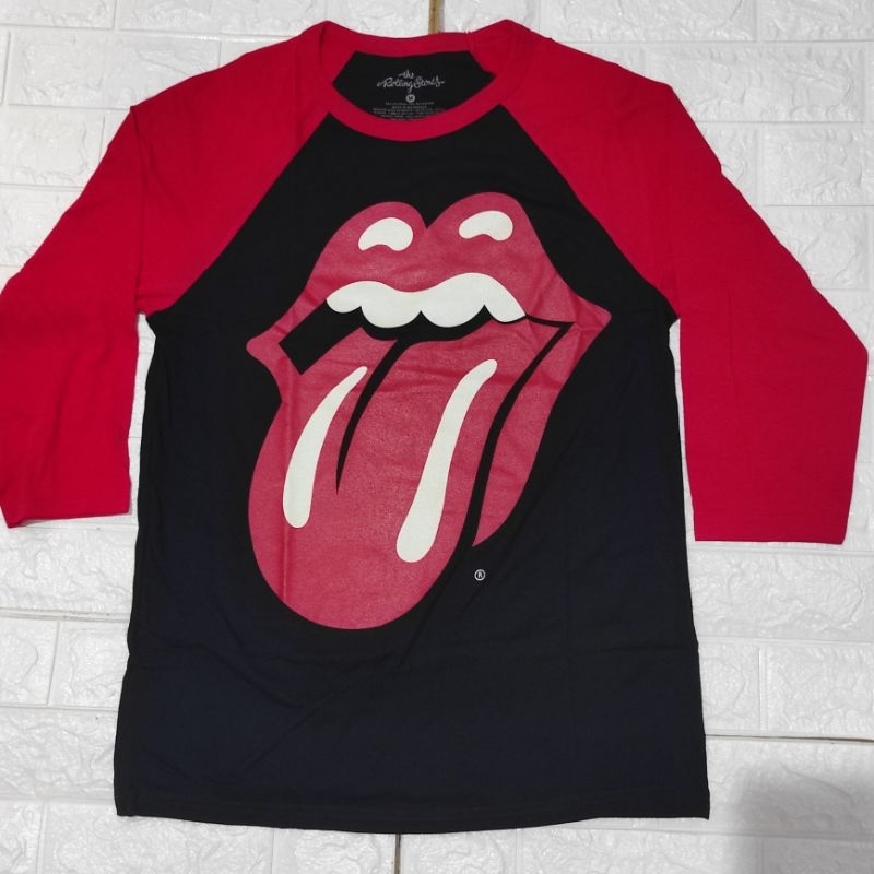 เสื้อยืดวง The - Rolling- Stones  👅แขนสามส่วน ลิขสิทธิ์แท้